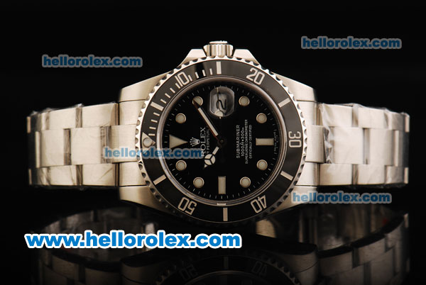 Rolex Submariner Swiss ETA 3135 Movement Full Steel with Black Dial and Ceramic Bezel - Click Image to Close